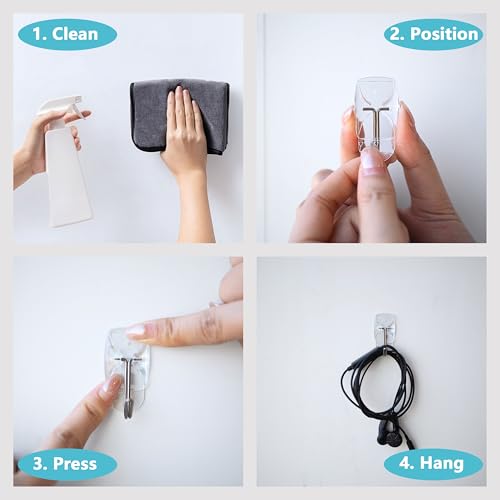 White Wall Hooks for Hanging, 20 Hooks+40 Strips, No Tools, Value Pack (S) - size: Small, style: White-20+40