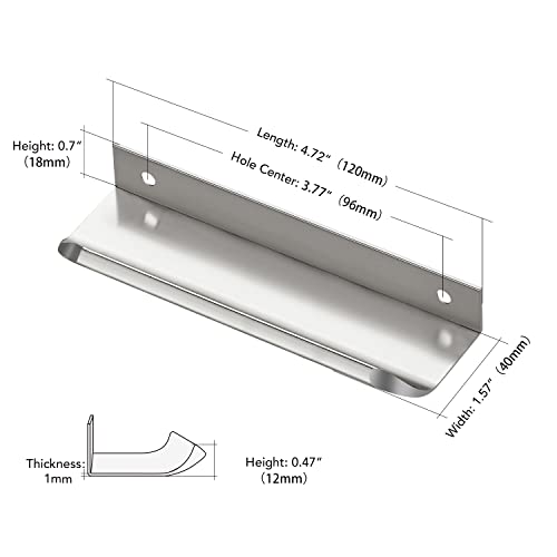 Ravinte Silver Finger Edge Pulls Drawer Edge Pulls 120mm/4.72 inch 6 Pack - size: 3-3/4" Hole Center,4.72" Overall Length