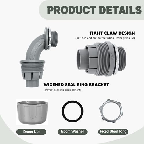 1/2 Inch Liquid Tight Connector - 15 Pack PVC Electrical Conduit Fittings 180 Degree Straight Flexible Connectors for Home, Kitchen, and Bathroom Conduit Connector - size: Straight 1/2"
