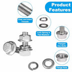 25 Sets M6-1.0 x 16mm Flanged Hex Head Bolts and Nuts Kits - size: M6-1.0 x 16mm