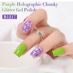 Double Rhythm 15ML Glitter Gel Polish Shimmer Reflective Holographic Color Magnetic for Nail Art Salon DIY at Home (Sparkle Purple-B1217) - color: Sparkle Purple