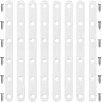 8 Pack White Flat Brackets, 8 Inch Straight Brace Mending Plate with Screws - size: 8 Pcs/ 8” x 0.8”