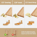 30 Pack 15 Pair Gold Cabinet Hinges, 1/2" Semi Wrap Kitchen Hinges - color: Gold, size: 1/2" Semi Wrap