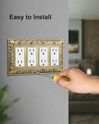 2-Pack Paisley Pattern Quad Decorator Outlet Cover Plate,Metal Wall Plate - style: 4 Decorator 2PK