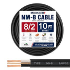 8/3 Wire with Ground - 10FT NM-B 8 Gauge Non-Metallic Sheathed Cable 100% Pure Copper 8 AWG 3 Conductor Residential Indoor Wire for Outlets, Switches, Other Loads and Lighting Wiring Projects etc. - size: 10FT, style: 8AWG/3