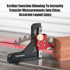 TOOLCOOL Table Saw Height Gauge Router Depth Gauge Tool Setting Gauge with Scriber Marking Tool Function (Imperial)