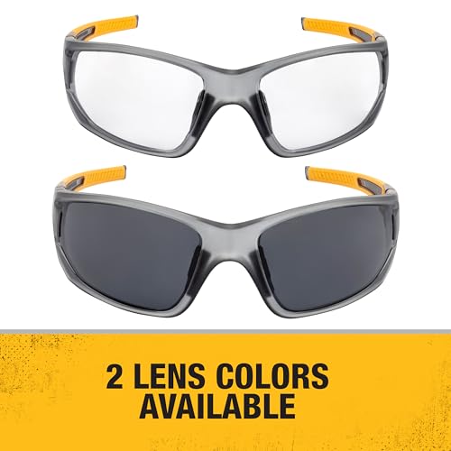 DEWALT DPG112-1D Miter™ Premium Vented No-Slip Safety Glasses – Clear Lens – Vented Frame & Lenses – Rubber Temples & Nosepiece – 1 Pair - color: Gray/Yellow / Clear, size: One Size