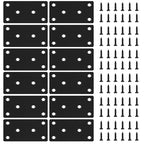 12 PCS 3.15'' x 1.57'' Stainless Straight Flat Brackets, Black Flat Metal Brace Bracket, Support Flat Metal Brace for Wood Furniture, Mending Plate Connector Joining Bracket for Fence,72 Screws - size: 3.15 x 1.57 in
