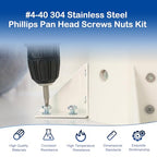 #4-40 Phillips Pan Head Machine Screws Nuts Assortment Kit, 3/16"-1" Length - size: #4-40