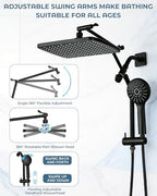 Shower Head with Handheld,High Pressure Black Slide Bar Shower Head - color: C-Matte Black, style: Rectangular 12"