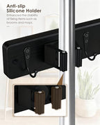 AceMining Black Broom Holder Wall Mount, 4 Holders 4 Hooks Mop Holder - color: Black, size: 1 Pack