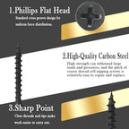 Drywall Screws, #6 x 1 in., Fine Thread Phillips Bugle Head Screw for Drywall/Wood, Black Phosphate Coated Finish, Sharp Point, High Hardness Quick Self Tapping Screws, Black (130 Pack) - size: #6 x 1-Inch