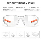 Clear ANSI Z87.1 Safety Glasses Eye Protection Goggles - color: Orange