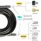 Pressure Washer Drain Jetter – Sewer Jetter Kit for Pressure Washer 50ft 1/4 Inch NPT Hose Nozzles and Adapter 5800PSI Clears Clogs in Pipes & Sewer Lines - size: 50FT X1/4in
