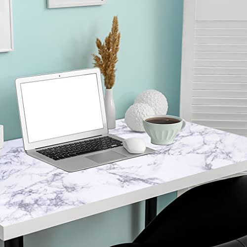 Arthome White Marble Contact Paper - Peel and Stick Wallpaper - Self-Adhesive & Removable Wall Paper for Furniture Desk, Kitchen Countertop, Cabinet, Shelf Liner, Wallcovering, (17"x393") - color: White Marble, size: 17" x 393"