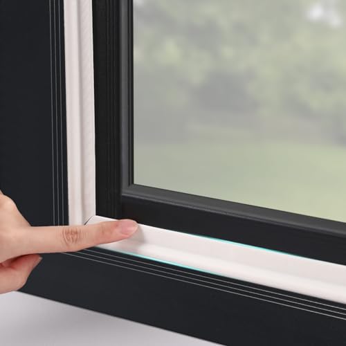 MOPMS Draft Stopper Sweep, Door Weatherproofing Stripping, Window Seal Strip Self-adhisive Soundproof Cuttable Weather Length 19.7 Ft (3 Pcs x 6.56 Ft), White - color: White, size: 19.7 ft (3 pcs)