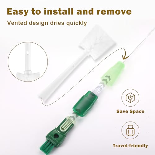 XYFuuee 5 Pack Bottle Brush Set, 5 in 1 Water Bottle Cleaning Brush, Long Handle Narrow Cup Cleaner, 3 Straw Brushes for Stanley, Travel Nipple Detail Washer Brush for Wine Lid Gap (#2 Green) - color: #2 Green