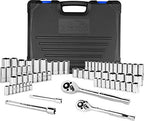 EPAuto 69 Pieces 1/4-Inch & 3/8-Inch Drive Socket Set, Pear Head Ratchet - size: 69 Pieces