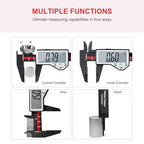 Digital Caliper, 0-6" Electronic Caliper Auto - Off Feature with Large LCD Screen Vernier Caliper Conversion Measuring Tool for Length Depth Inner Outer Diameter Measuring - color: Red Plastic, size: 6"
