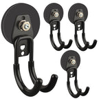 ULIBERMAGNET Garage Magnetic Hooks, 4 Pack Black Heavy Duty Large J Hooks with Magnet, Black Strong Anti-Slip Coating Magnet Hooks for Garden Tools, Ropes,Drill,Metal Cabinet,Pegboard - style: 2.59INCH 4PACK Black Medium J Hooks