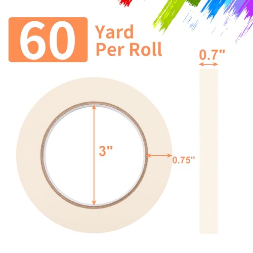 KICNIC Painter Tape White Masking Tape, 0.7 in x 60 yd, 3 Rolls, Removable - color: White, size: 3 Rolls