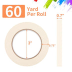 KICNIC Painter Tape White Masking Tape, 0.7 in x 60 yd, 3 Rolls, Removable - color: White, size: 3 Rolls