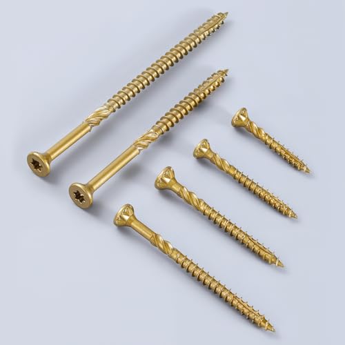 #10 x 3-1/8 in Multi-Purpose Wood Deck Screw for Interior and Exterior,Bugle Head,Golden Coated with T25 Bit Star Drive Torx for Furniture Building/Fence/Decking(1LBS,56Pcs) - color: Golden 1lb Per Box, size: #10 x 3-1/8"