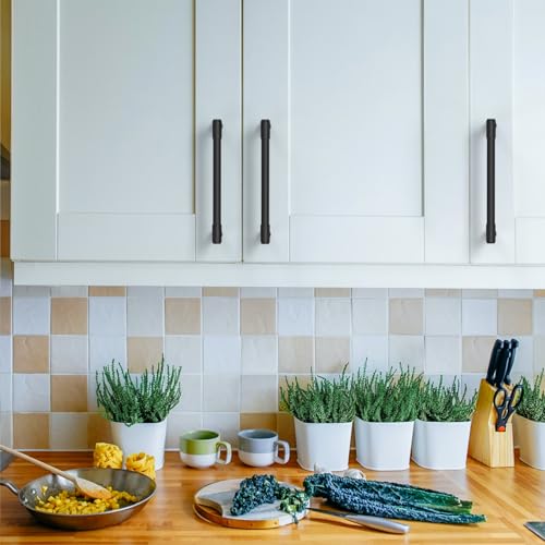 Asidrama Matte Black Kitchen Cabinet Pulls,6.3 Inch,10 Pack - color: Matte Black, size: 6.3" Hole Center