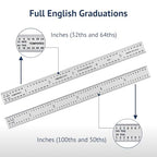 PEC Tools 6" Flexible Metal Ruler, Made from High-Quality Carbon Steel with Satin Chrome Finish, 16R Graduation (1/32", 1/64", 1/50", 1/100"), Trusted by Professionals, Made in USA - color: Carbon Steel-Flexible, size: 6"