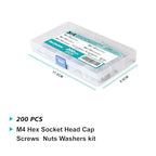 M4 Hex Socket Head Cap Screws Bolts Washers Nuts Assortment Kit - size: Socket M4x30/35/40/45/50 mm