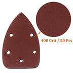 50 Pcs Mouse Detail Sander Sandpaper, 400 Grit, 5 Hole - size: 400 Grit - 50 Pcs