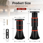 LOSCHEN 8 PCS Adjustable Bed Support Legs with Metal Fixing Accessories, 8.4-13.5 Inch，Heavy Duty Bed Frame Support Feet,Bed Support Reinforcement Parts Bed Slats Support Leg Bed Replacement Legs - size: 8.4-13.5 inch (8pcs)