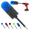 Wheel Brush, Soft Drill Wheel Cleaner Brush, Drill Brush for Car Wheel, No Scratches Highly Dense and Durable Car Wheel Brush Rim Tire Car Cleaning Brush for Wheels, Rims, Engines, Exhaust - color: Blue+grey