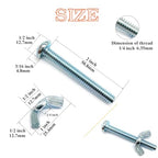 20Pack 1/4"-20 x2 Screw Bolts and Wing Nut Kit 10pcs Machine Screws with Round Head Phillips 10pcs Butterfly Hand Twist Tighten Nut Zinc Plated Hardware Fitting Fastenings Assortment Kit - size: Silver 20 Pack 1/4"-20 x2"