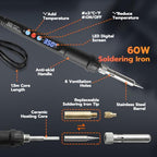 Heat Set Insert Tools kit with 60W Soldering Iron & 380 Pcs Threaded Insert - size: ZW380