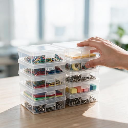 novelinks Plastic Small Storage Containers for Organizing, Mini Tote Box - color: 18 Pack Small -Clear