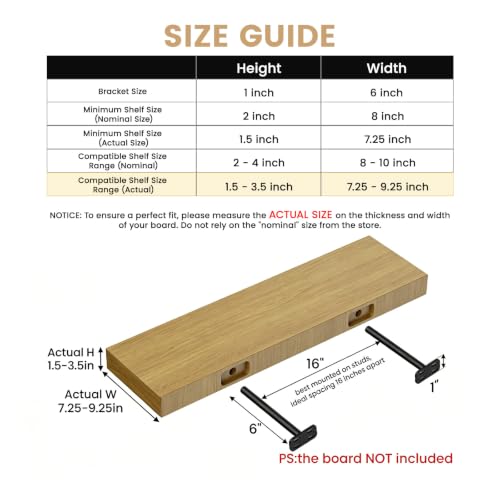 8pcs Wall Shelf Brackets Heavy Duty Floating Shelf Bracket Hidden,Invisible Black Shelving Brackets Decorative Floating Shelf Hardware Heavy Duty,Metal Shelf Support Bracket(6"-8pcs) - size: 6 inch-8pcs