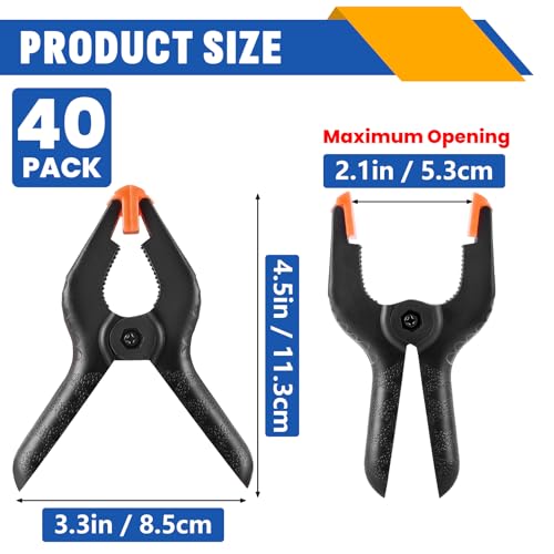 40 Pack 4.5 inch Plastic Spring Clamps, Backdrop Clips - size: 4.5in-40P
