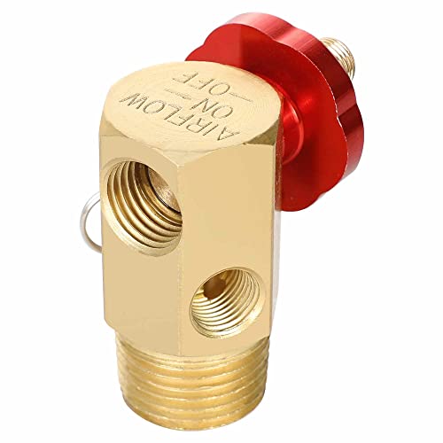 Hromee Air Tank Manifold Tool with Fill Port, Aluminum Shut Off Safety Valve and Relief Bypass 1/2" NPT Tank x 1/4" NPT Hose x 1/8" NPT Gauge for Air Compressor Portable Carry Tank - size: Air Tank Manifold Tool