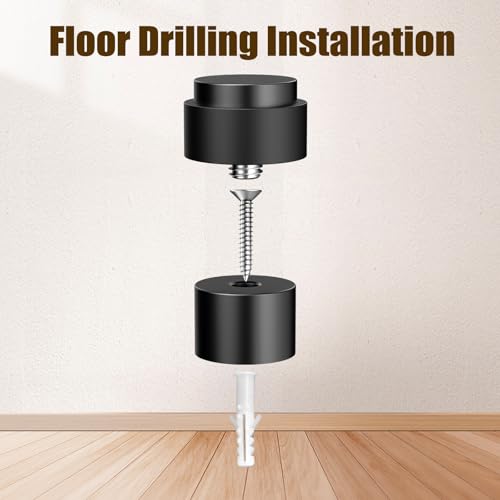 1 Pack Black Door Stoppers for Floor Mounting， Door Stopper Heavy Duty，304 Stainless Steel Cylindrical Made with Rubber Bumper，Floor Mount Door Holder Keep Door Open - color: Black, size: 1 Piece