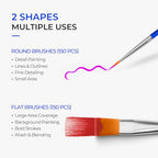 Smallbudi 300 PCS Small Paint Brushes Bulk for Kids Classroom - size: 150Flat+150round