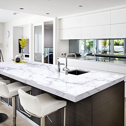 Arthome White Marble Contact Paper - Peel and Stick Wallpaper - Self-Adhesive & Removable Wall Paper for Furniture Desk, Kitchen Countertop, Cabinet, Shelf Liner, Wallcovering, (17"x393") - color: White Marble, size: 17" x 393"