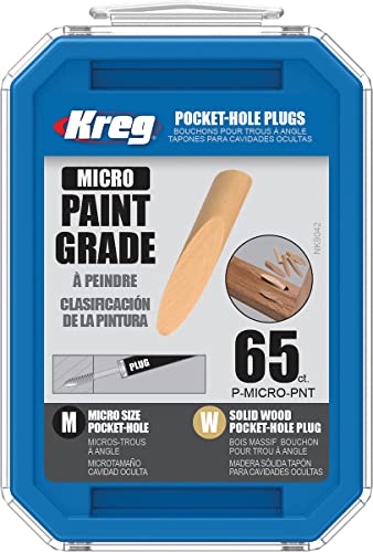 Kreg Solid-Wood Pocket-Hole Plugs, Paint Grade, P-Micro-PNT, 65 Count