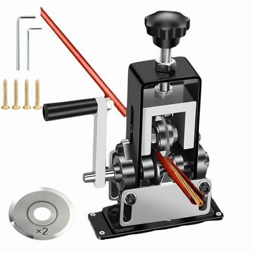 cjc Wire Stripper Machine, for 0.06"-1" Scrap Wires Hand Crank Wire Stripping Machine (Drillable), 3-Channels Wire Peeling Tool for Efficient Copper Cable Stripping, 2 x Spare Blades