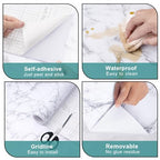 Arthome White Marble Contact Paper - Peel and Stick Wallpaper - Self-Adhesive & Removable Wall Paper for Furniture Desk, Kitchen Countertop, Cabinet, Shelf Liner, Wallcovering, (35.4"x120") - color: White Marble, size: 35.4" x 120"