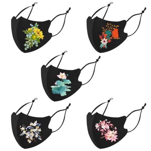 Reusable Cloth Washable Ice Silk Cloth Face Masks,Adjustable Fancy Flower Pattern Cloth Mask for Adult - color: N6