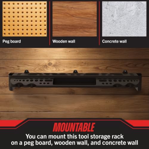 Stalwart Wall Mount Hand Tool Organizer with 61 Holes and 4 Hooks