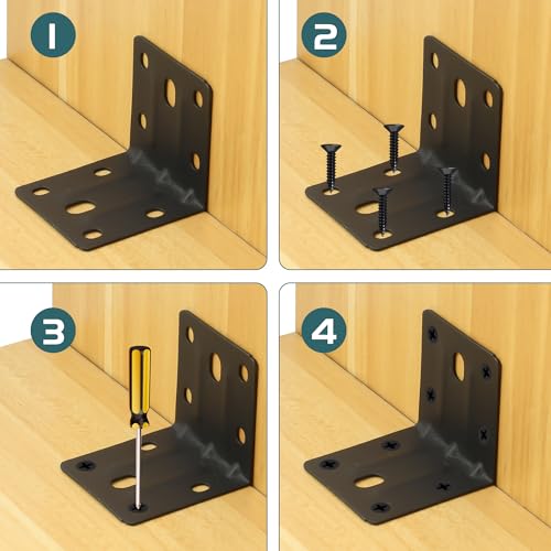 Alise 30 Pack Black 2x2in L Brackets Heavy Duty Metal for Wood Furniture - color: Matte Black, size: (30P) 2X2 inch