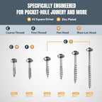 POWERTEC 150 PK Pocket Hole Screws, Maxi-Loc Head, #2 Square Drive, 1-1/4" Fine Thread for Pocket Hole Jig, Hardwood Cabinets & Furniture (72262) - style: 150PK 1-1/4" Fine Maxi-Loc Screws