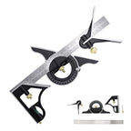 BAUSATZ 12 inch Stainless Steel Combo Square - Universal Bevel 180 Degree Angle Combination Square Set Protractor Ruler